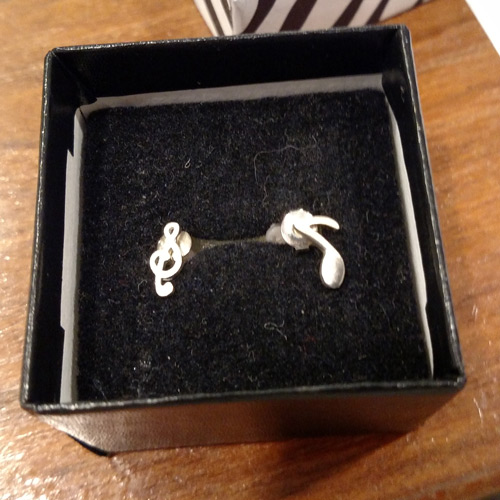 Sterling note and G-clef earrings