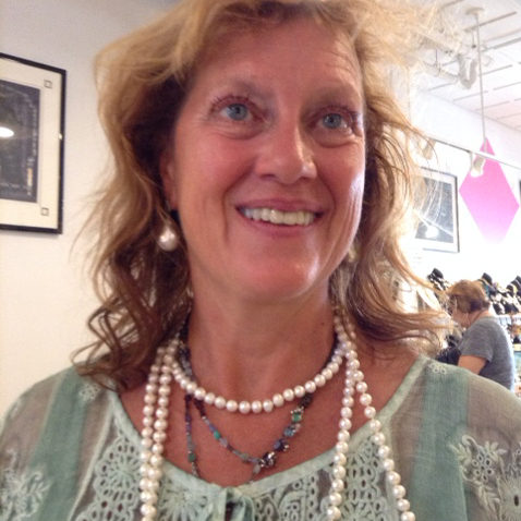 Stunning 60" fresh water pearl necklace and large keishi pearl earrings.