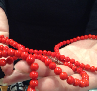Red Czech glass necklace circa 1930s. 