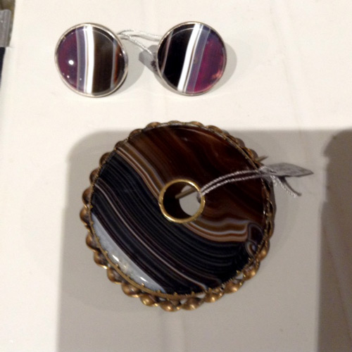 scottish banded agate pin earrings