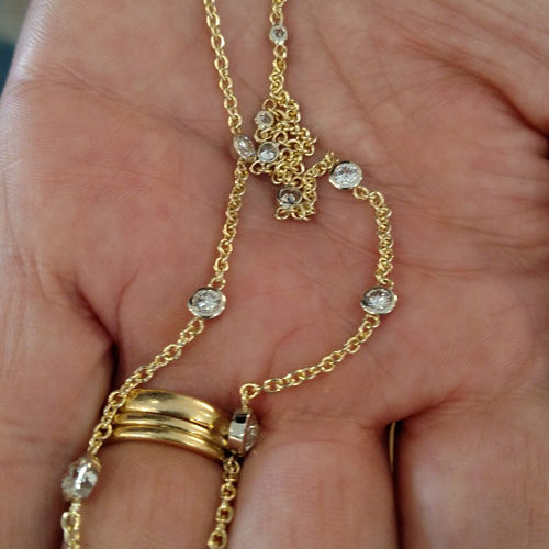Custom 28k and diamonds by the yard necklace.