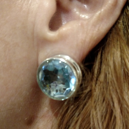 Designer huge blue topaz earrings. 